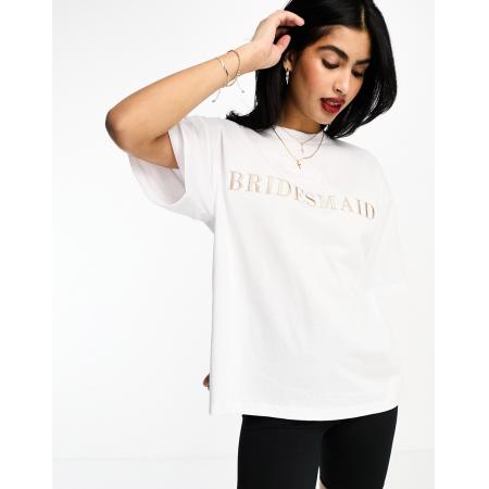 Six Stories Statement T-shirt met 'Bridesmaid'-print in wit