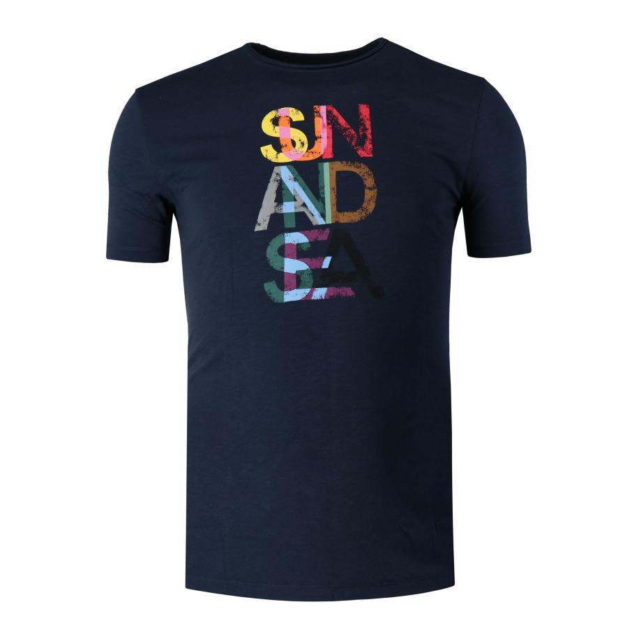 Marvelis Casual T-Shirt ronde hals marine, Bedrukt Blauw