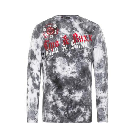 Cipo & Baxx CIPO & BAXX Shirt grijs / donkergrijs / rood / wit