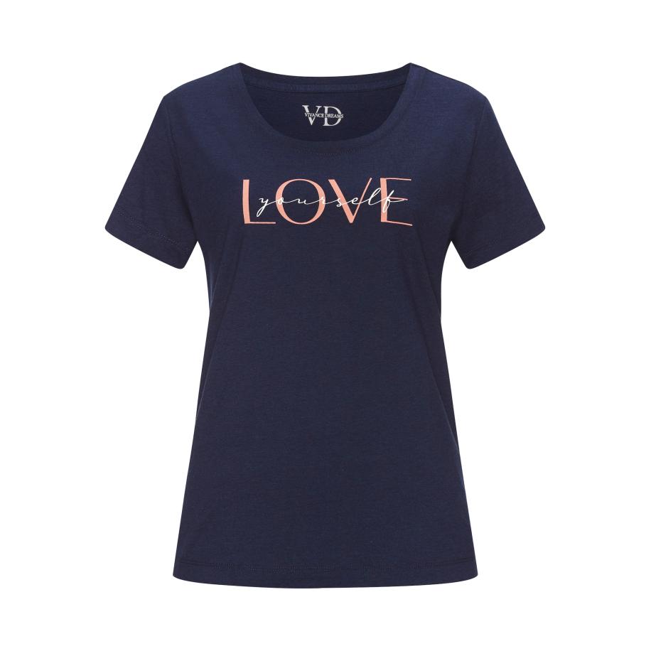 VIVANCE VIVANCE Shirt donkerblauw / koraal / wit -