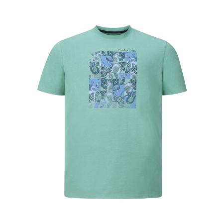 Charles Colby T-Shirt ronde hals groen, Paisley
