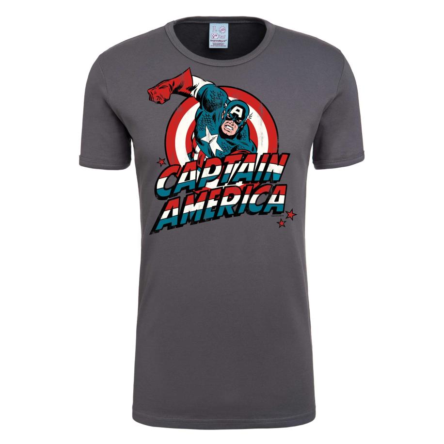 LOGOSHIRT Shirt Captain America grijs Grijs