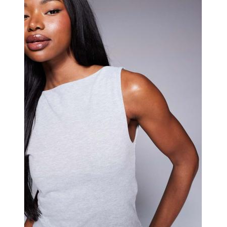 4505 Icon Zachte tanktop met boothals en bh aan de binnenkant in gemêleerd grijs