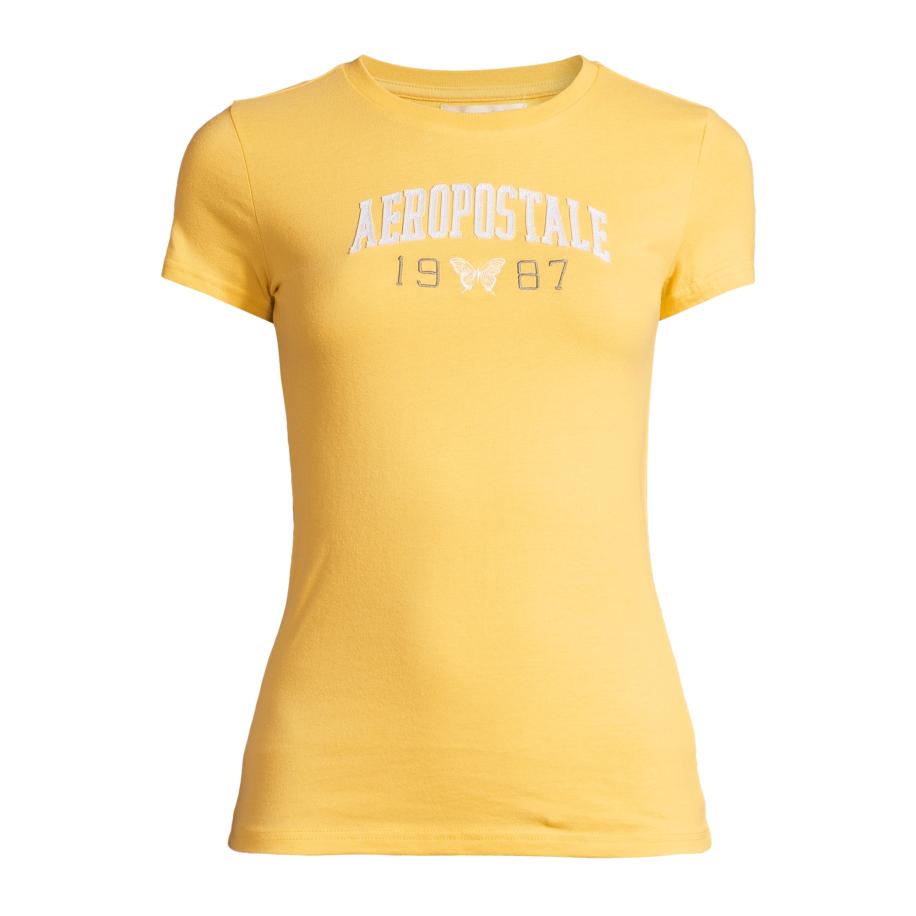 Aeropostale AÉROPOSTALE Shirt JKI ARCH 1987 BTTRFLY geel / zwart / wit -