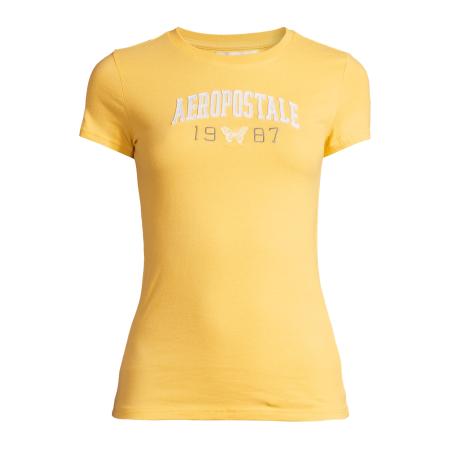 Aeropostale AÉROPOSTALE Shirt JKI ARCH 1987 BTTRFLY geel / zwart / wit