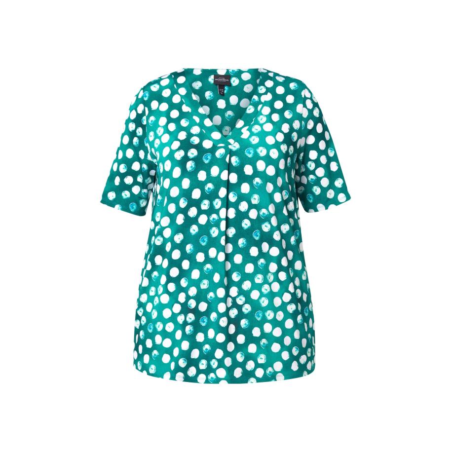 Ulla Popken Ulla Popken Shirt jade groen / wit -