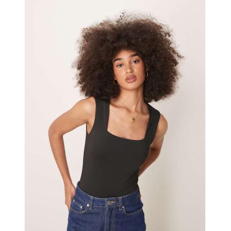 New Look Body van gladde stof met vierkante hals in zwart