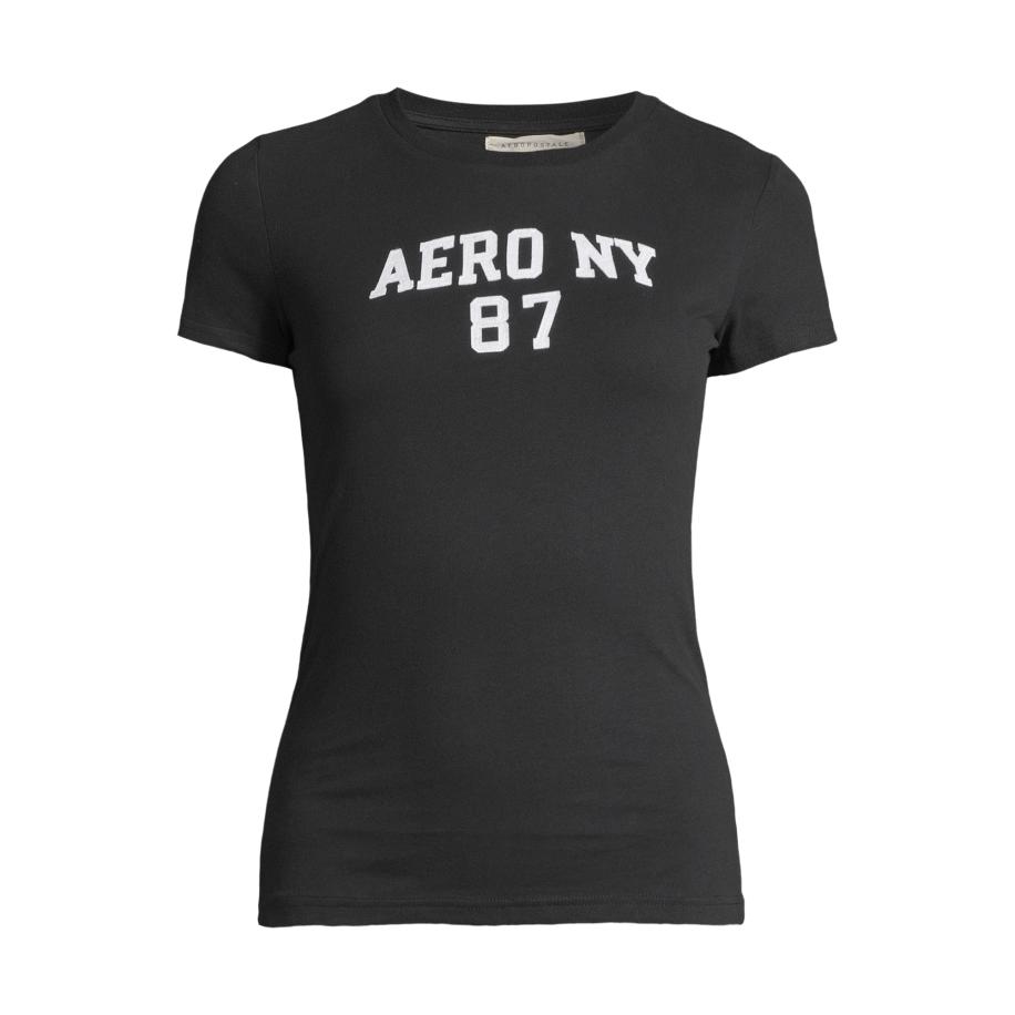 Aeropostale AÉROPOSTALE Shirt AUG AERO NY 87 zwart / wit -