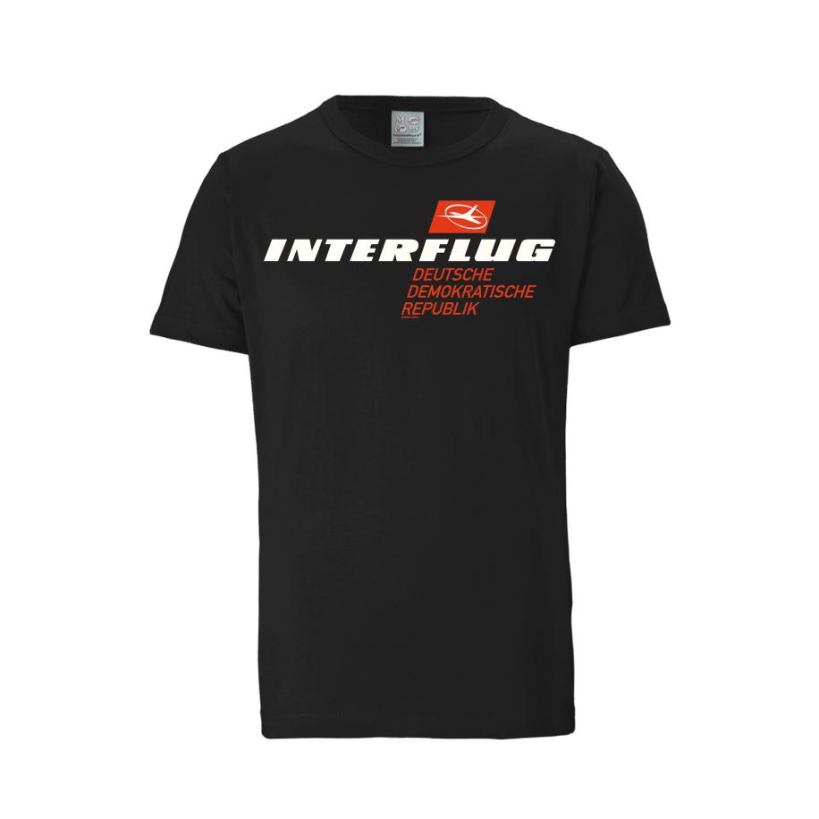 LOGOSHIRT Shirt Interflug DDR zwart Zwart