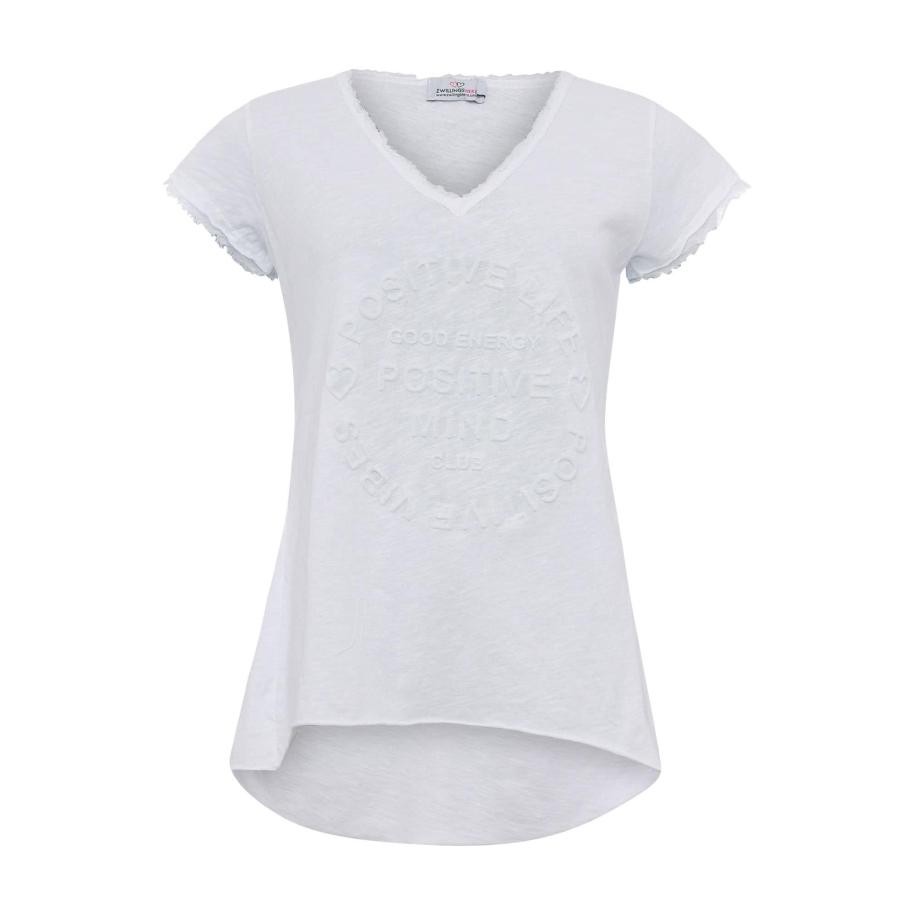 zwillingsherz Zwillingsherz Shirt Positive Mind wit gemêleerd -