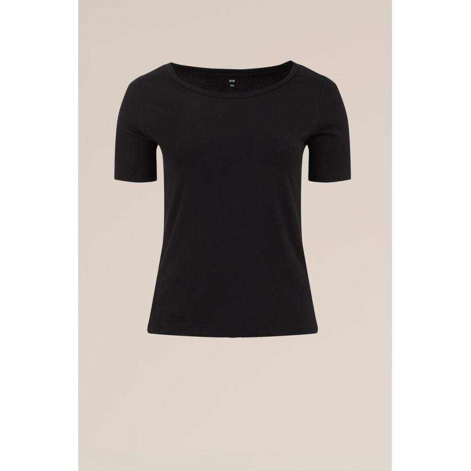 WE Fashion Dames T-shirt - Curve - Zwart - Biologisch katoen - Plus Size Maat: 44 Zwart