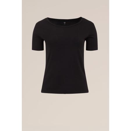 WE Fashion Dames T-shirt - Curve - Zwart - Biologisch katoen - Plus Size Maat: 52