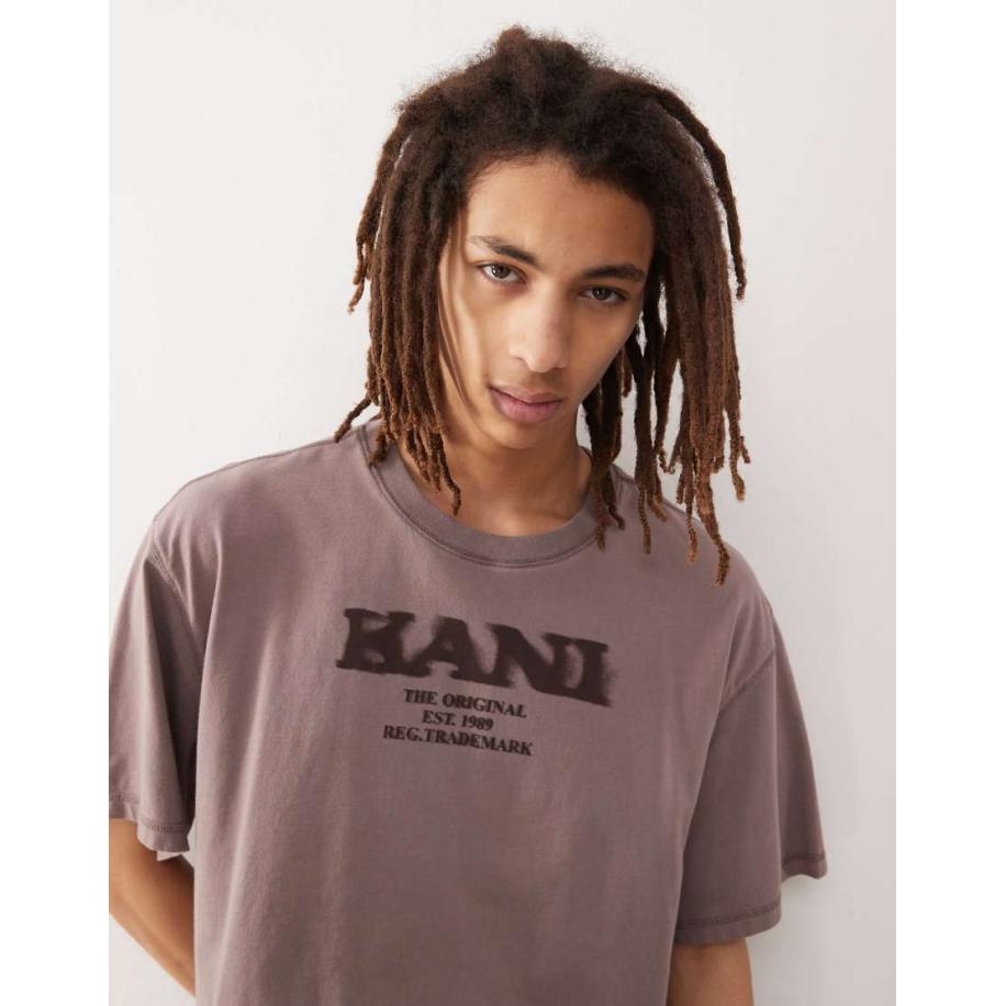 Karl Kani - T-shirt met retro logo in taupe-Bruin Bruin
