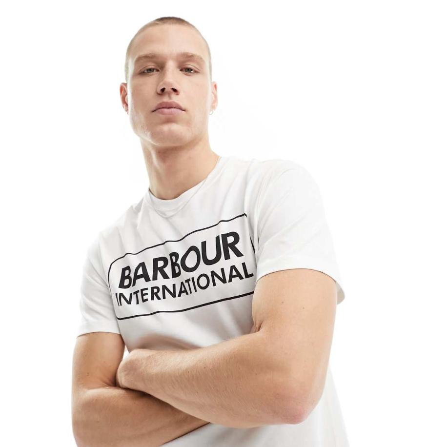 Barbour International - Musthave T-shirt met groot logo in wit Wit