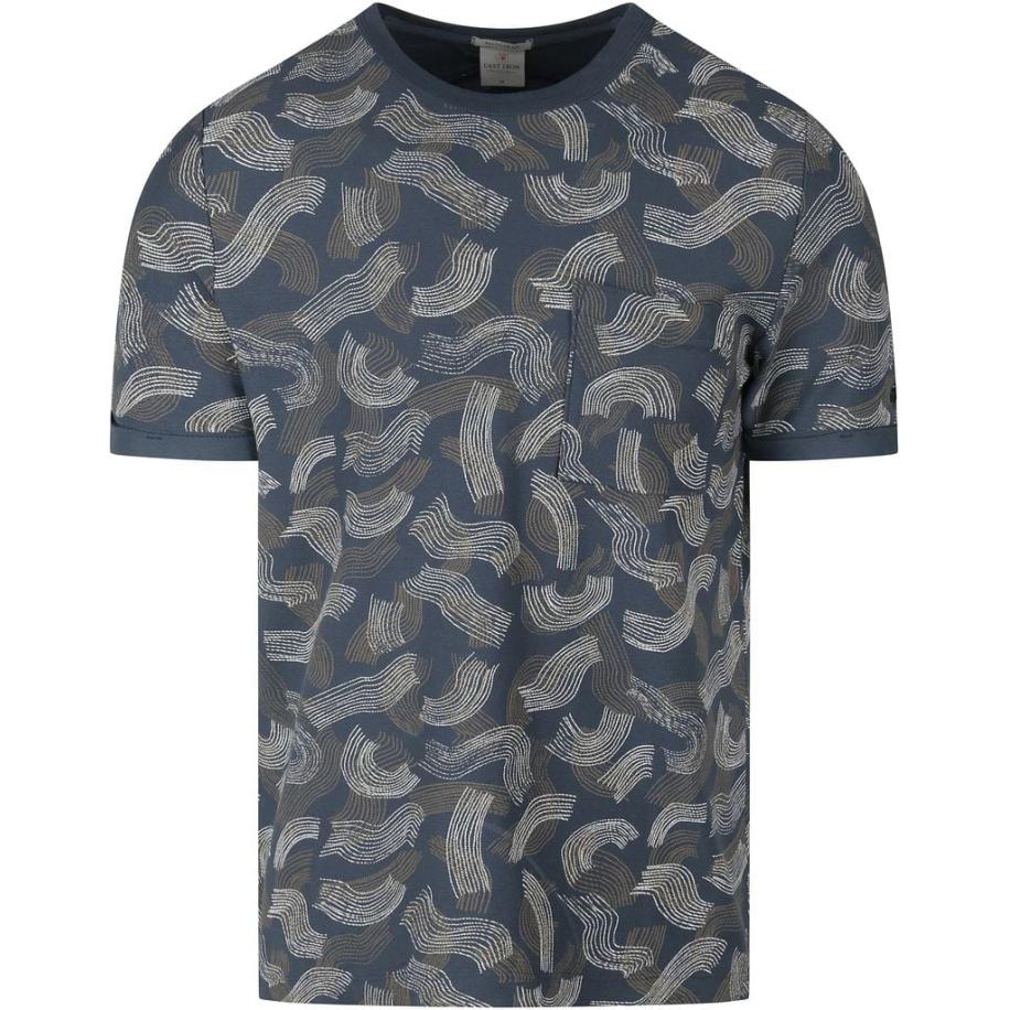 Cast Iron T-Shirt Donkerblauw Print Blauw