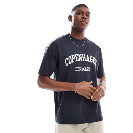 New Look - T-shirt met Copenhagen-print in marineblauw