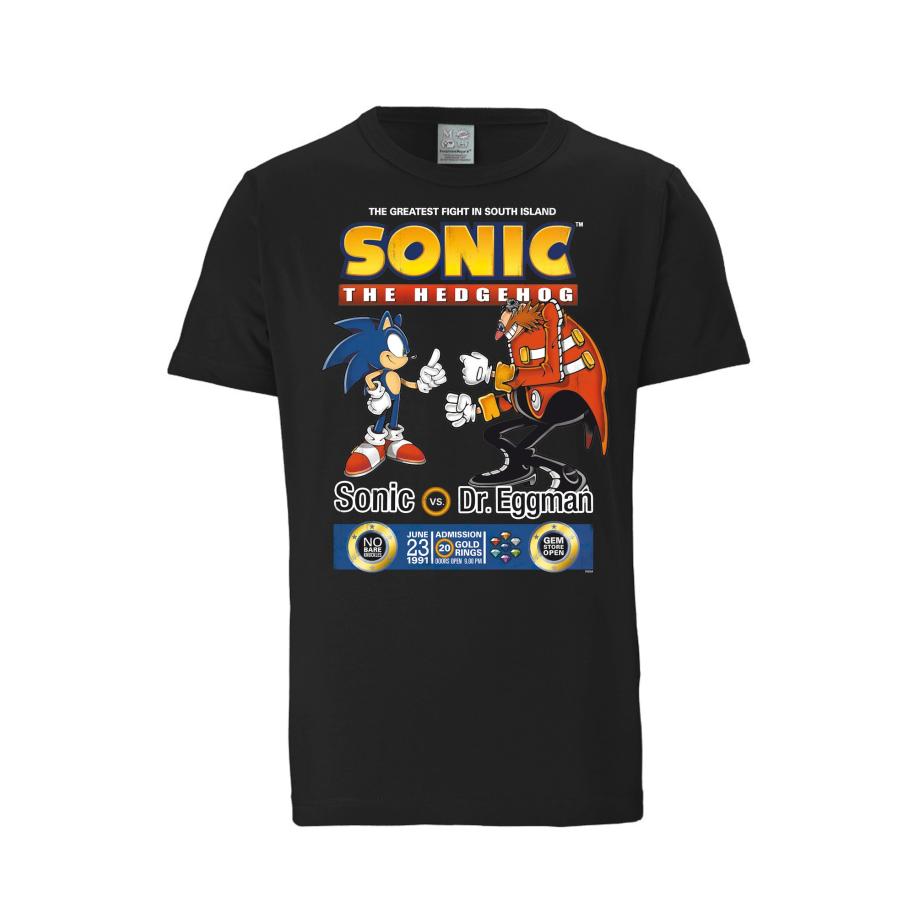 LOGOSHIRT Shirt Sonic vs. Dr. Eggman donkerblauw / mandarijn / zwart / wit Zwart