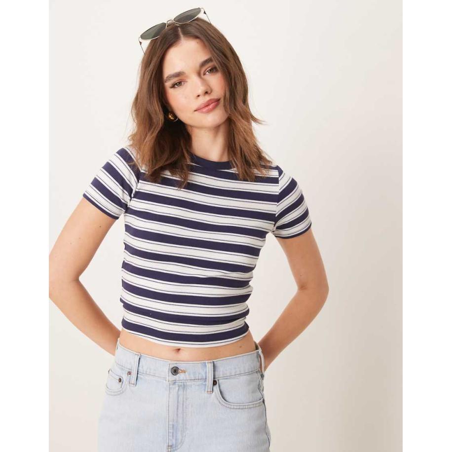 Miss Selfridge Gestreept baby T-shirt in marineblauw-Veelkleurig Multicolor