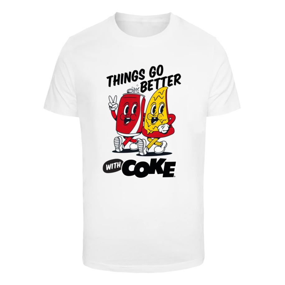 Merchcode Merchcode Shirt Things Go Better With Coke goudgeel / bloedrood / zwart / wit -