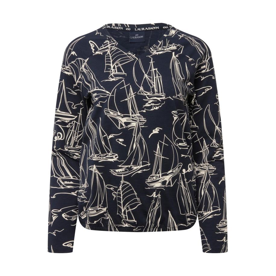 LAURASØN LAURASØN Shirt ecru / marine -