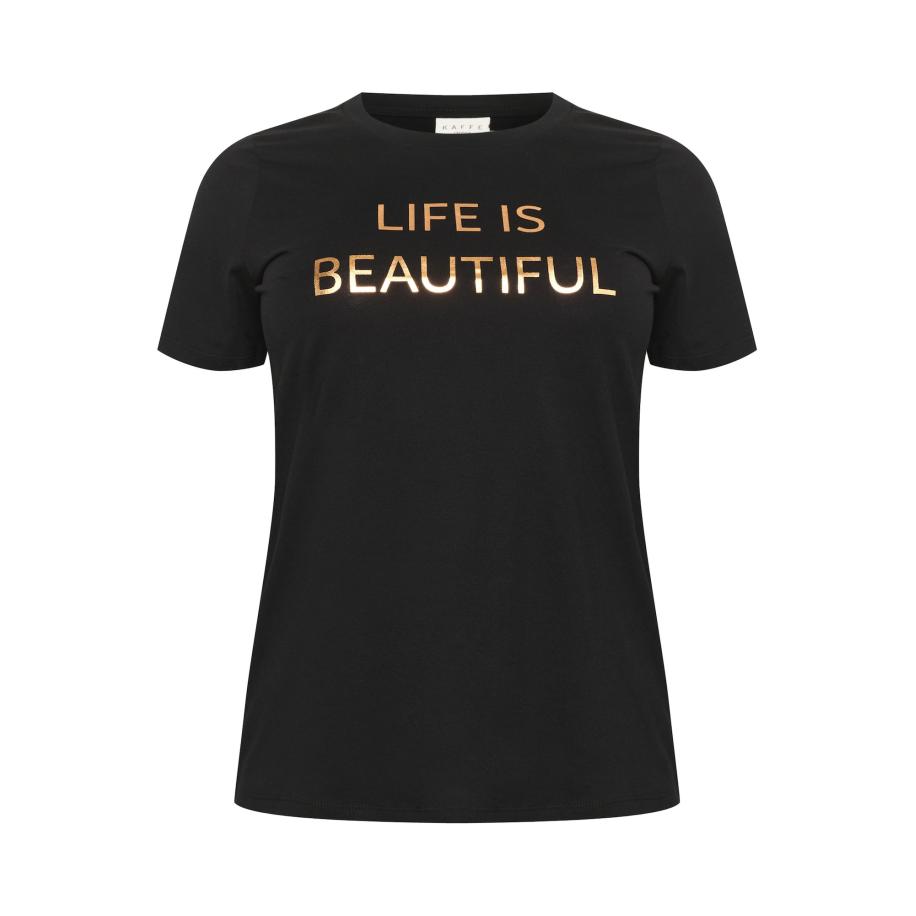 KAFFE CURVE Shirt goud / zwart Zwart