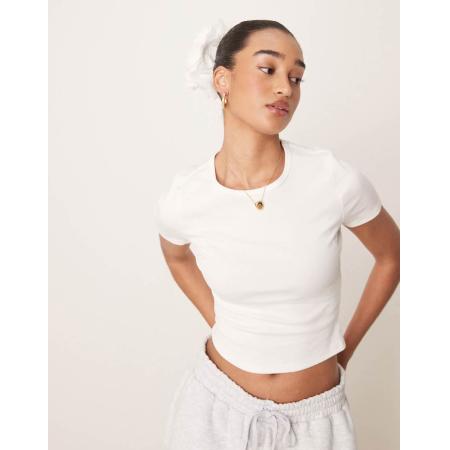 New Look Verkleind T-shirt in crème-Wit