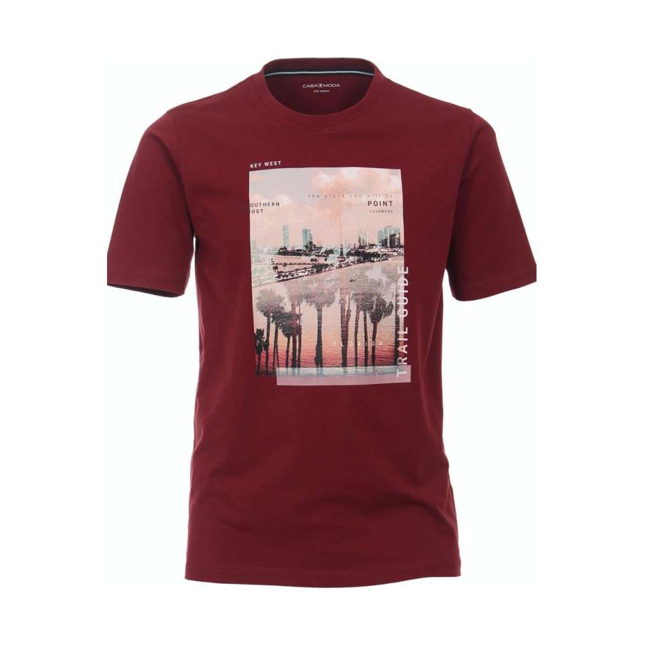 Casa Moda Casual T-Shirt ronde hals rood, Effen Rood