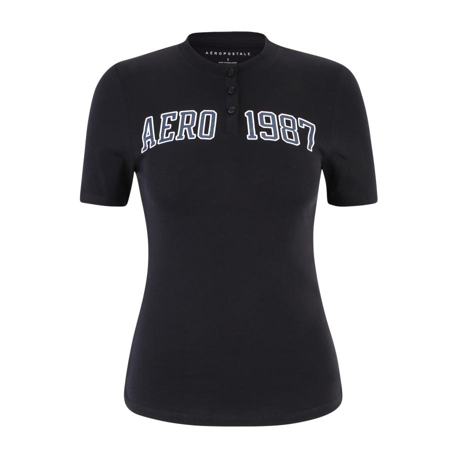 Aeropostale AÉROPOSTALE Shirt duifblauw / zwart / wit -