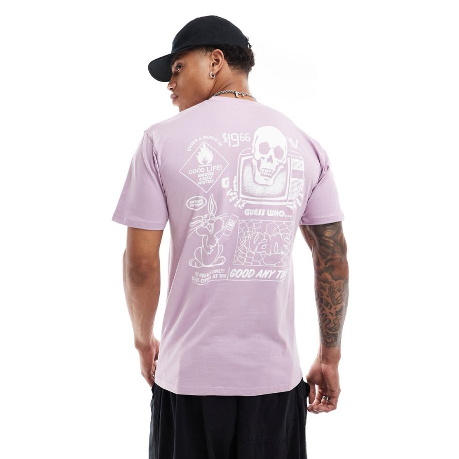 Vans - T-shirt met korte mouwen en print op de achterkant in lavendelkleurige mist-Paars Paars