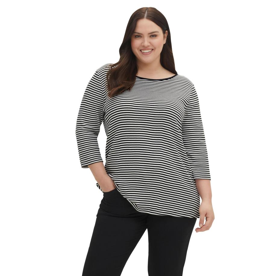 SHEEGO Shirt zwart / wit Zwart