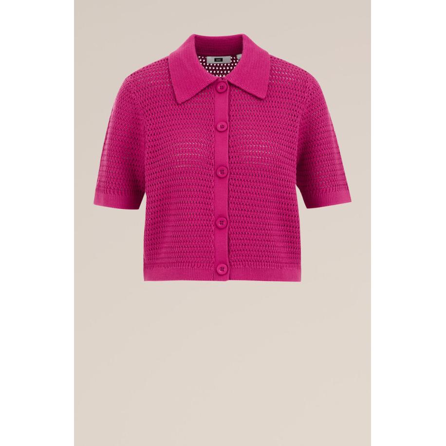 WE Fashion Dames gehaakt vest - Regular fit - Roze - Katoen - Maat: XXL Roze