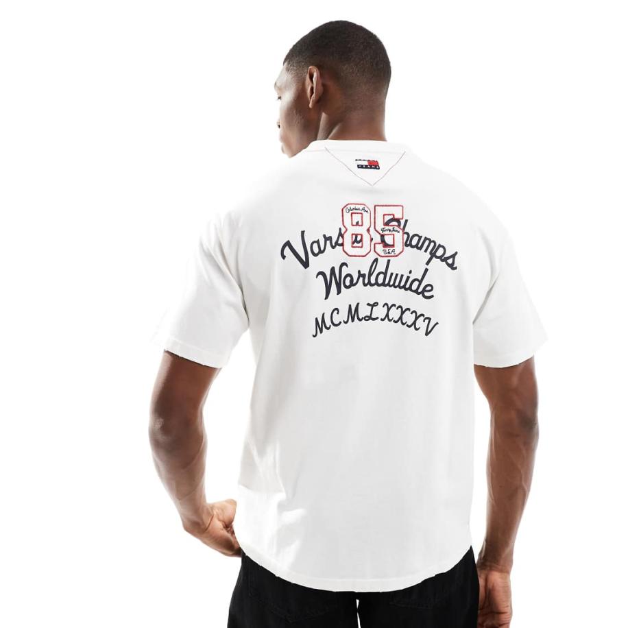 Tommy Jeans - T-shirt met logo in gebroken wit Wit