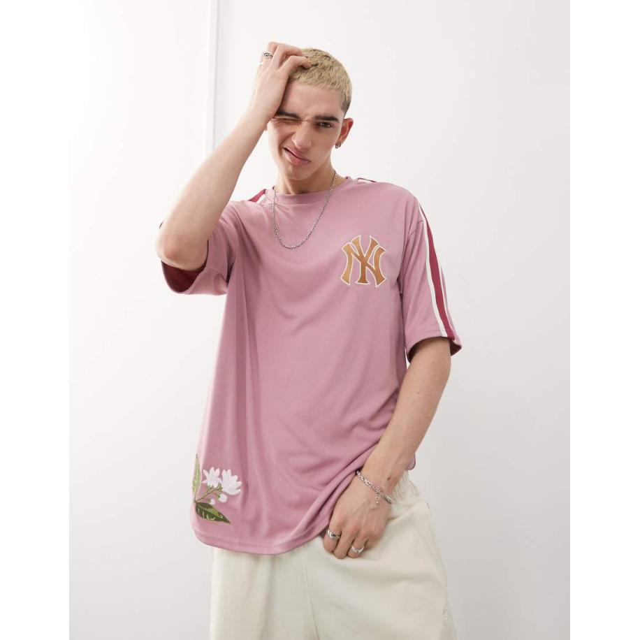 New Era - NY Yankees {0}forty - T-shirt met bloemenborduursel in roze Roze