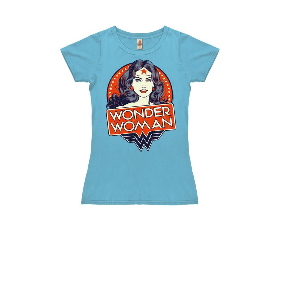 LOGOSHIRT Shirt Wonder Woman Portrait lichtblauw / grijs / rood / wit Blauw
