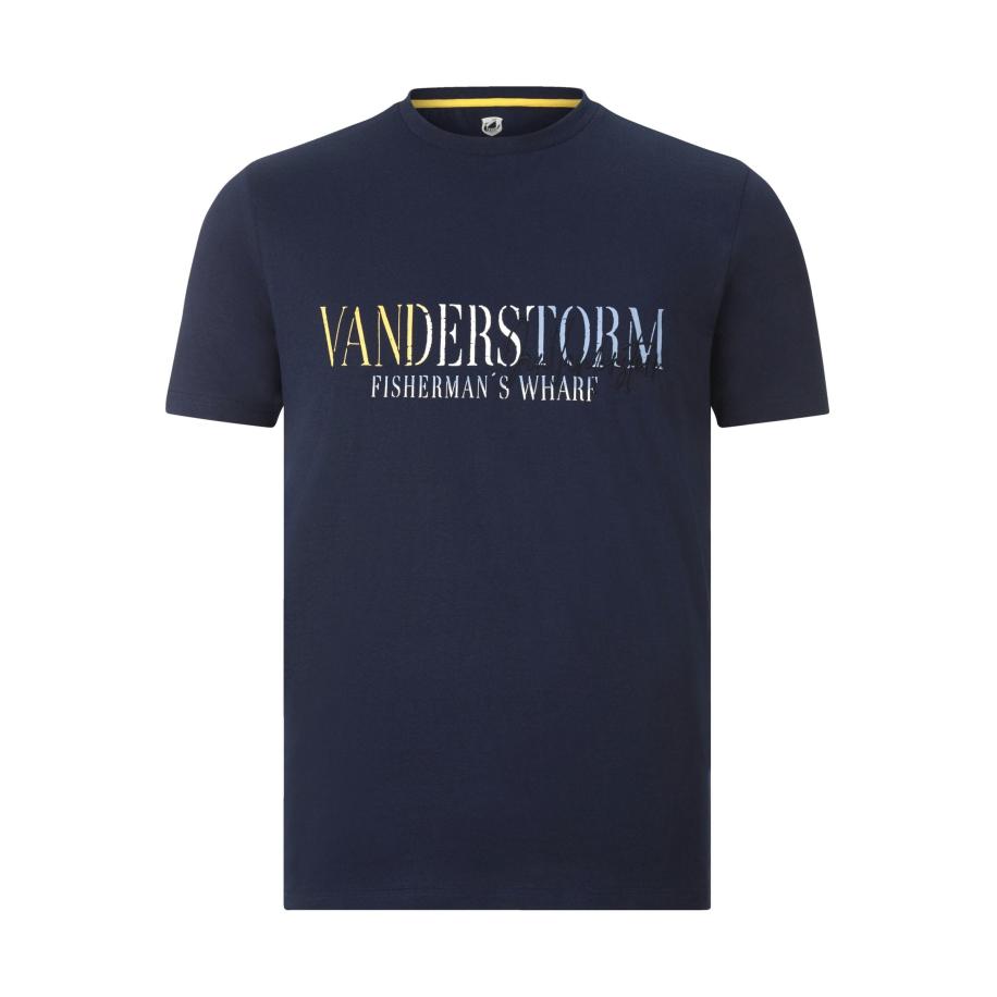 Jan Vanderstorm T-Shirt ronde hals donkerblauw, Effen Blauw