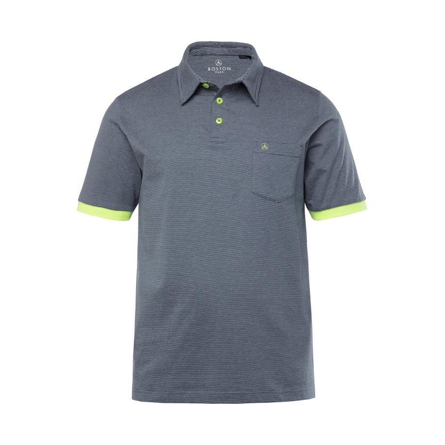 Boston Park Boston Park Shirt navy / lichtgroen / wit -