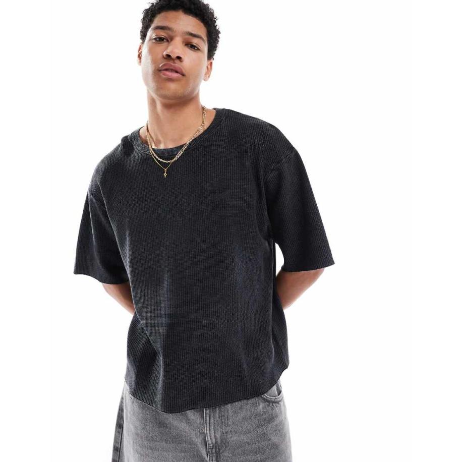 Pull & Bear - STWD - Oversized T-shirt met wafeltextuur in grijs met wassing Grijs