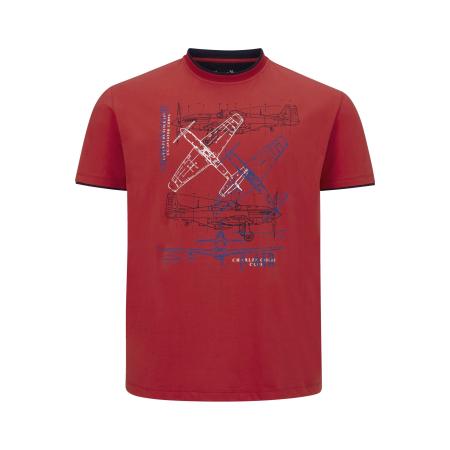 Charles Colby T-Shirt ronde hals rood, Print
