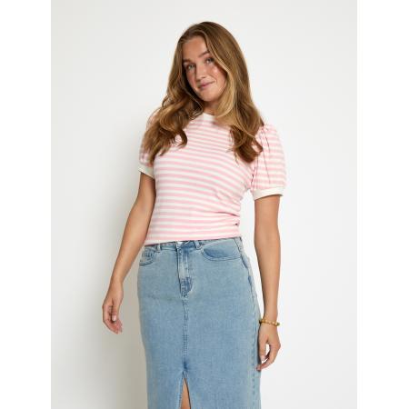Minus minus Shirt Johanna lichtroze / wit