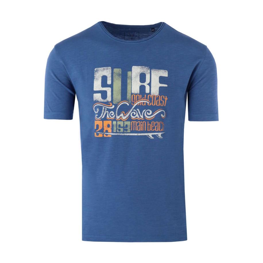 Marvelis Casual T-Shirt ronde hals kobalt, Bedrukt Blauw