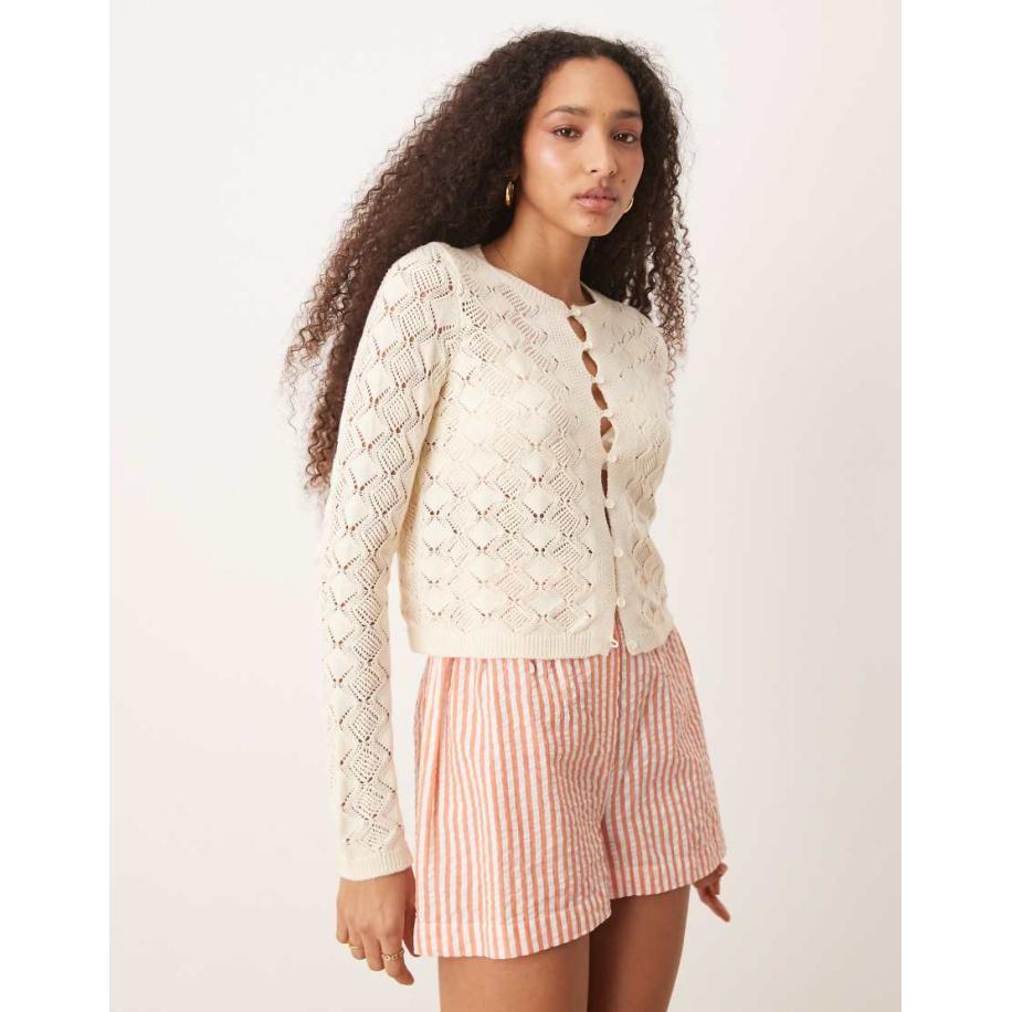 AWARE Opengebreid vest in crème-Wit Wit