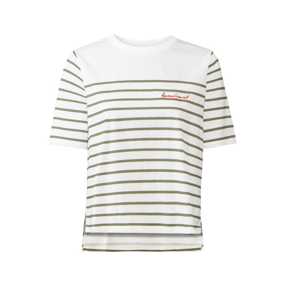 Lascana LASCANA Shirt olijfgroen / neonrood / wit -