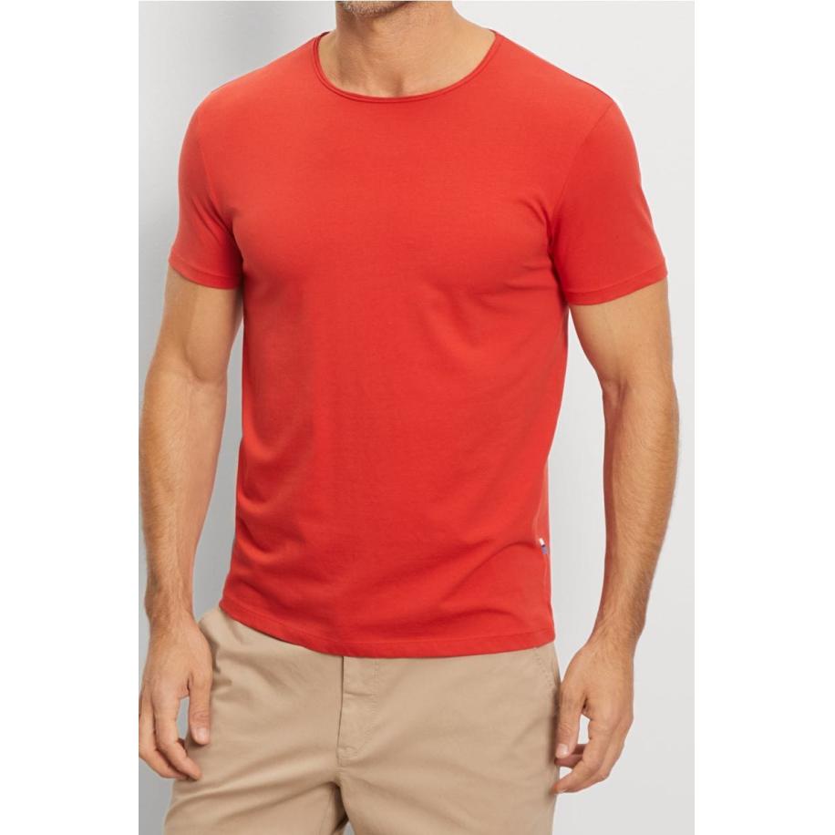 OLYMP Casual T-Shirt ronde hals roest, Effen Bruin