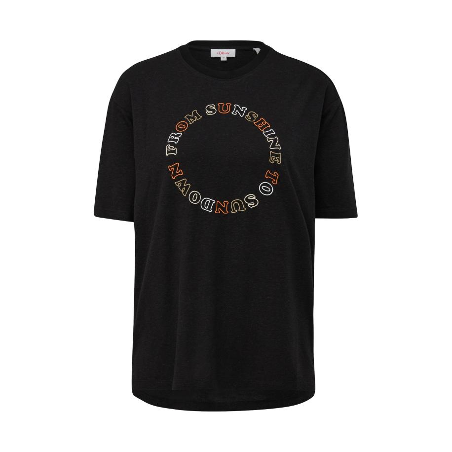 s.Oliver Shirt lichtblauw / olijfgroen / oranje / zwart Zwart