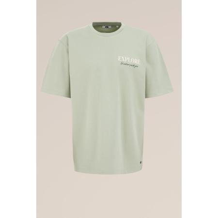 WE Fashion Heren Heavyweight loose fit T-shirt - Loose fit - Mintgroen - Katoen - Maat: XXXL