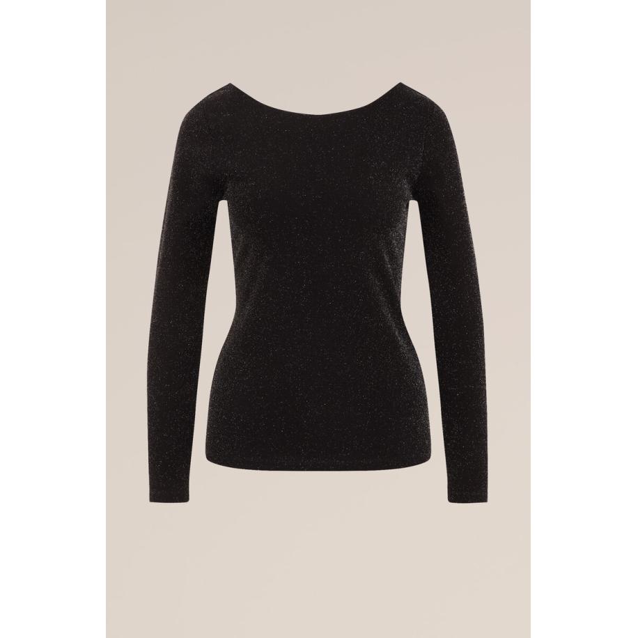WE Fashion Dames top met glittergaren - Zwart - Maat: M Zwart