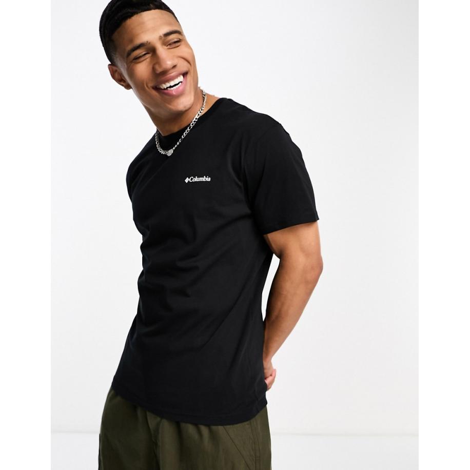 Columbia - Basic T-shirt met logo in zwart Zwart