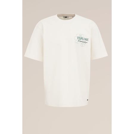 WE Fashion Heren Heavyweight loose fit T-shirt - Loose fit - Gebroken wit - Katoen - Maat: XL