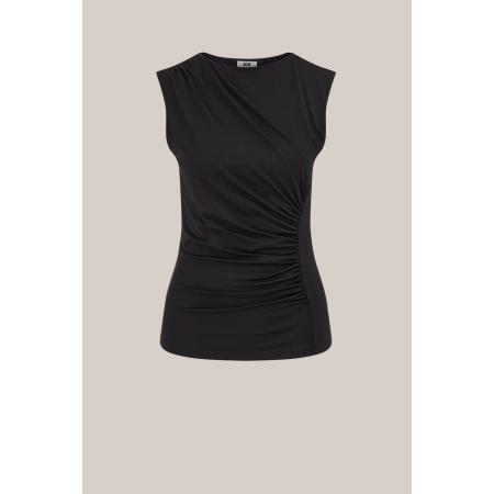 WE Fashion Dames jersey top met plooidetail - Zwart - Maat: S