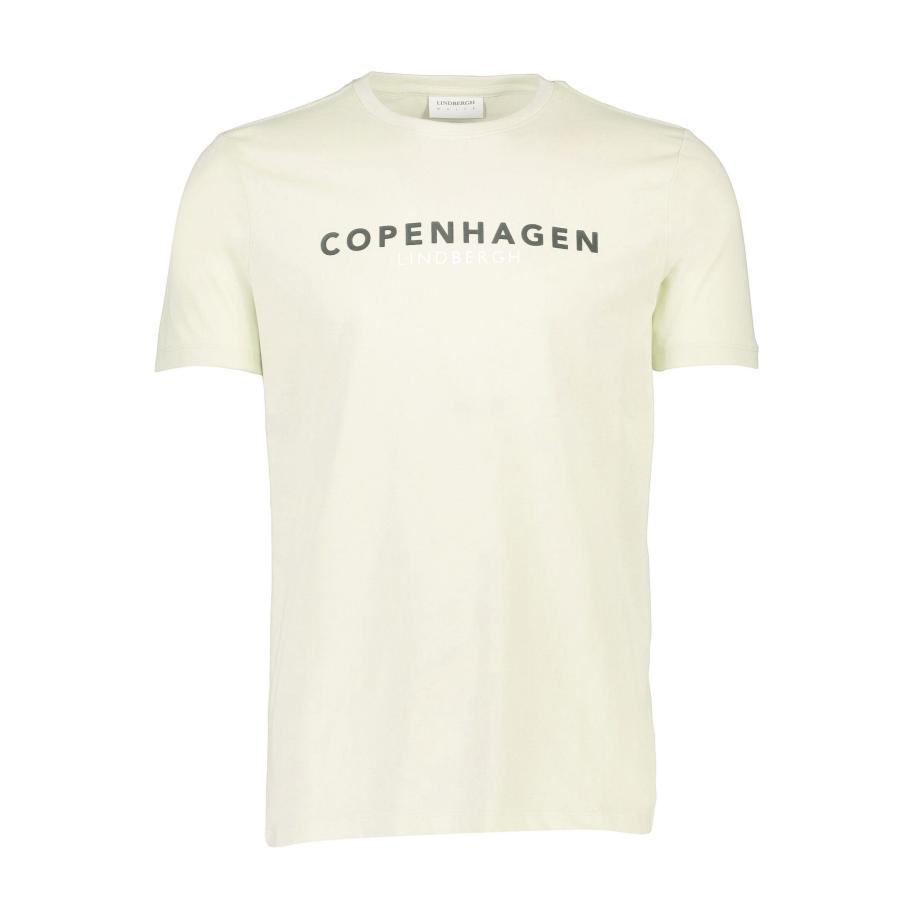 Lindbergh T-Shirt ronde hals ecru, Bedrukt Wit